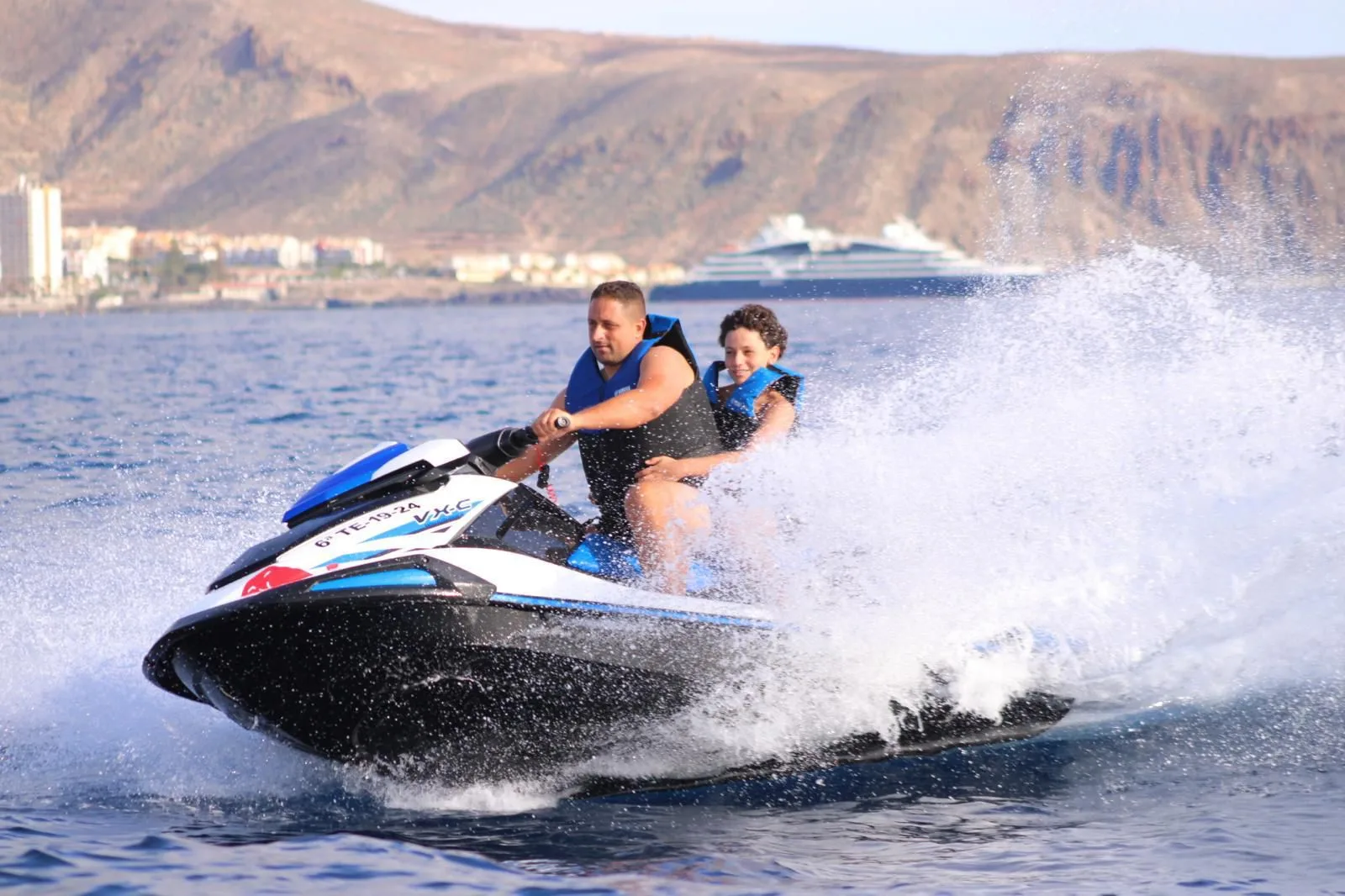 Jet ski on the waters of the south coast of Tenerife