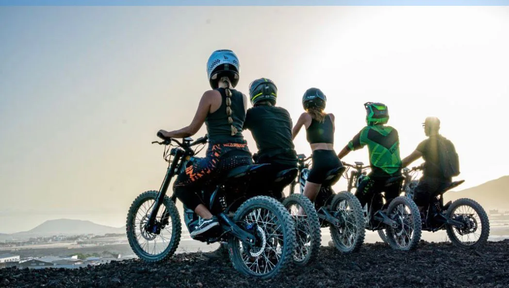 Off-road e-bike among the desert dunes of Tenerife