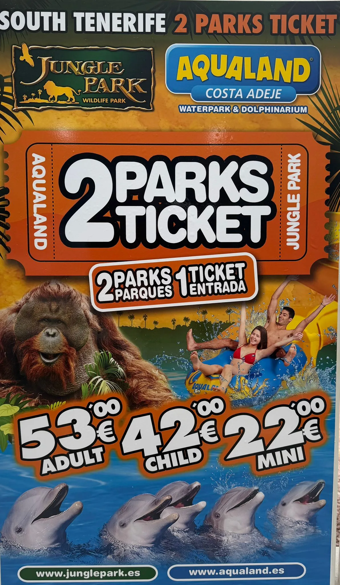 Twin Ticket Jungle Park + Aqualand — 8h · Easy · Tenerife