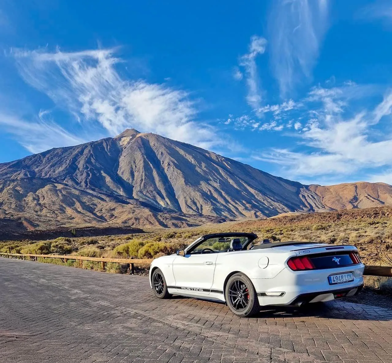 Ford Mustang from the Pirati tour on the Mount Teide road in Tenerife
